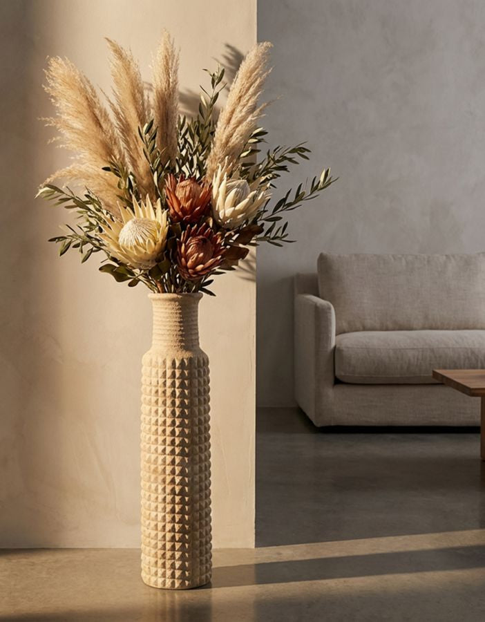 Bodenvase Sand Beige 110 cm