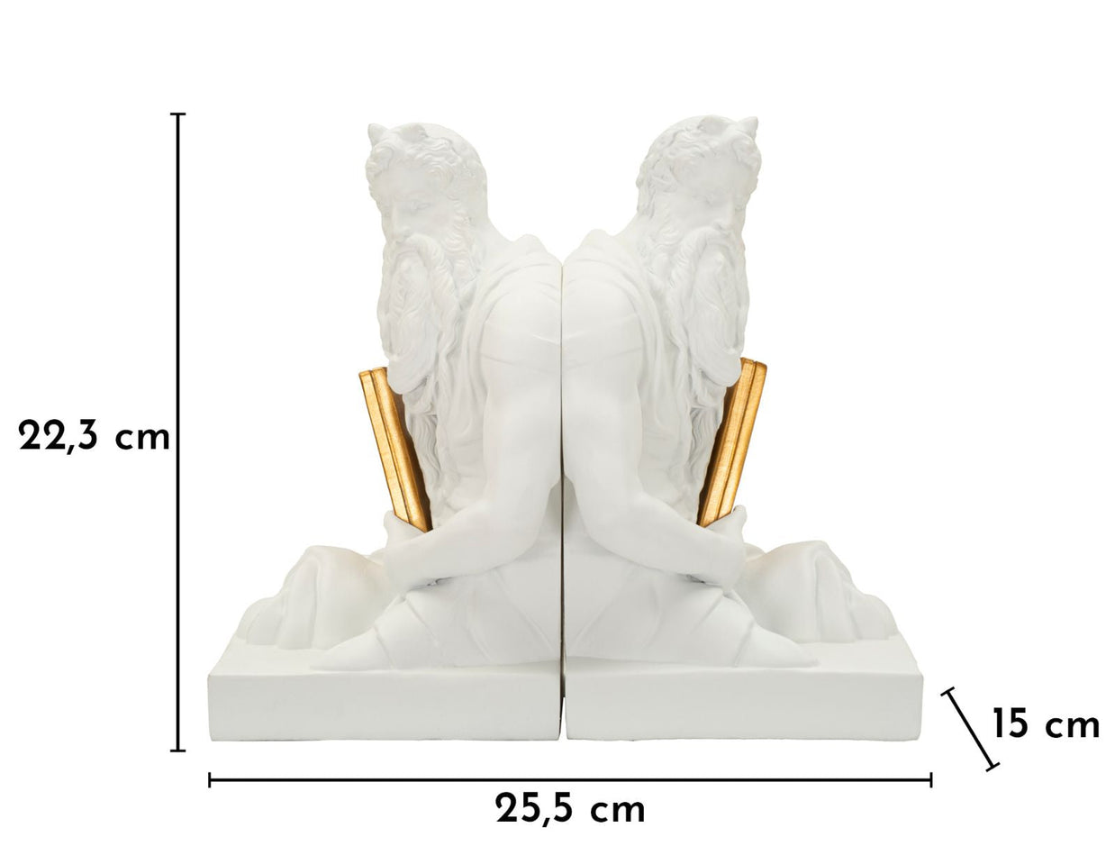 Buchstütze Poseidon Weiß Gold – Dekoobjekt