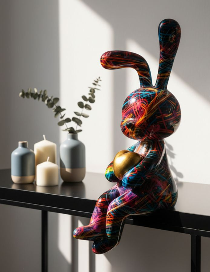 Dekofigur Hase Bunt 23 cm – Tierfigur