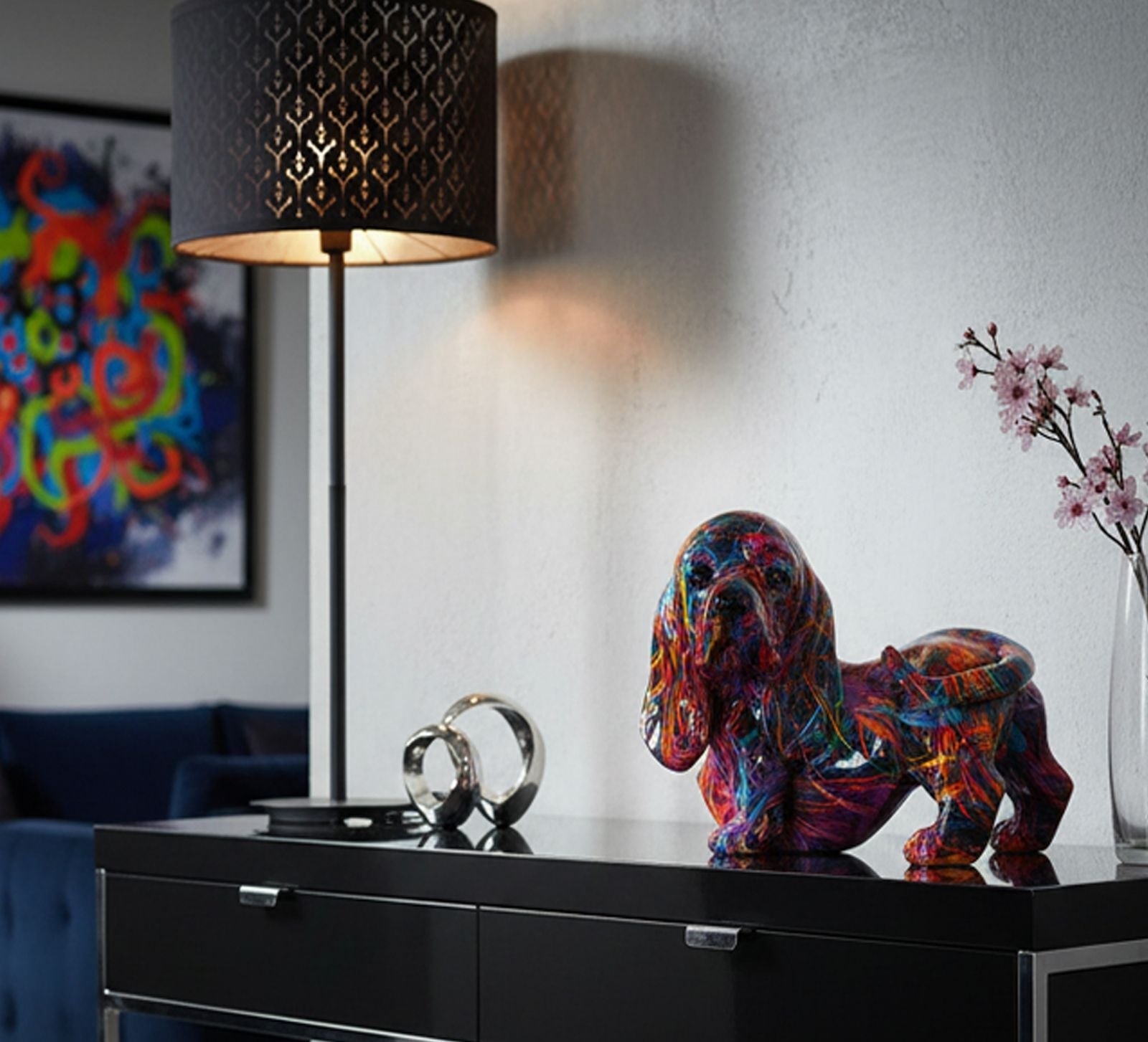 Dekofigur Dackel Psychedelisch Bunt – Tierfigur