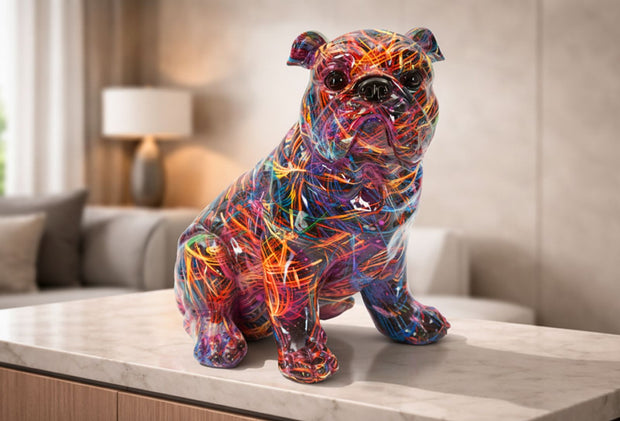 Dekofigur Bulldogge Psychedelisch Bunt – Tierfigur