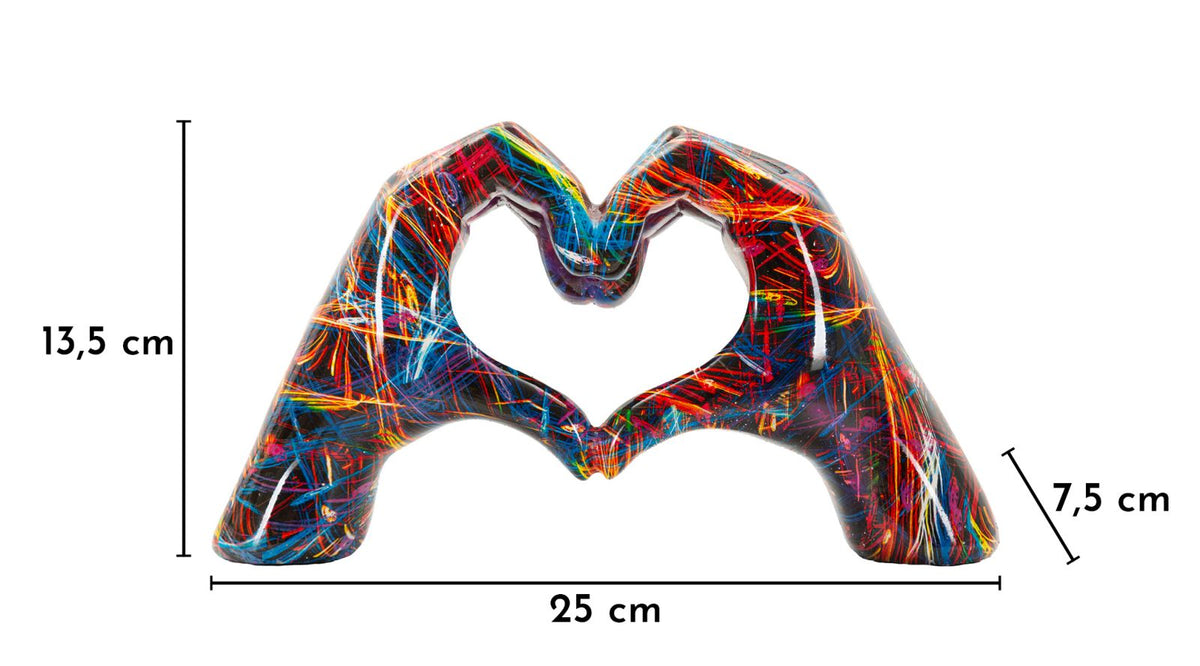 Dekofigur Hände Herz Bunt 13,5 cm – Skulptur Deko