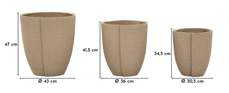 Übertopf Peru Grau 3er Set 47 cm