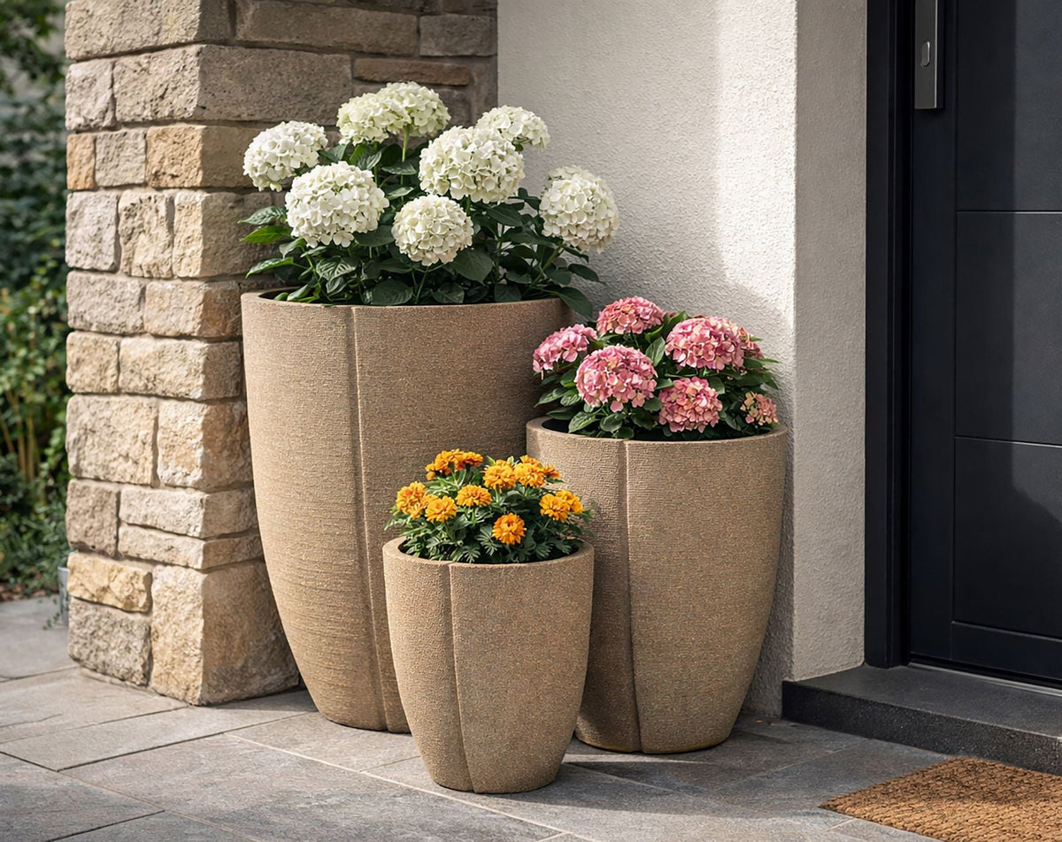 Übertopf Peru Grau 3er Set 47 cm
