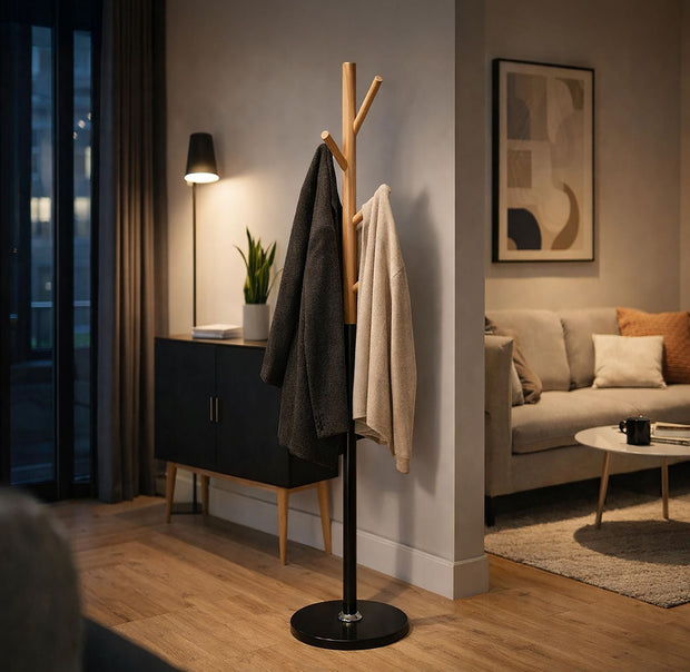 Kleiderständer Tree Schwarz Holz – Garderobe Flur