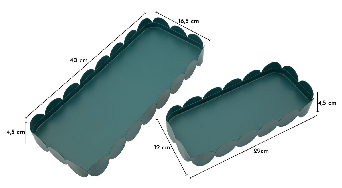 Dekotablett Saturno Petrol Eckig 2er Set – Serviertablett
