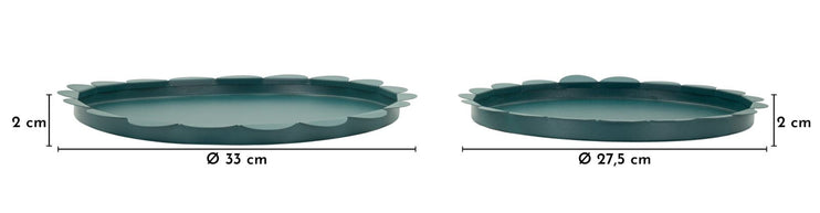 Dekotablett Saturno Petrol Rund 2er Set – Serviertablett