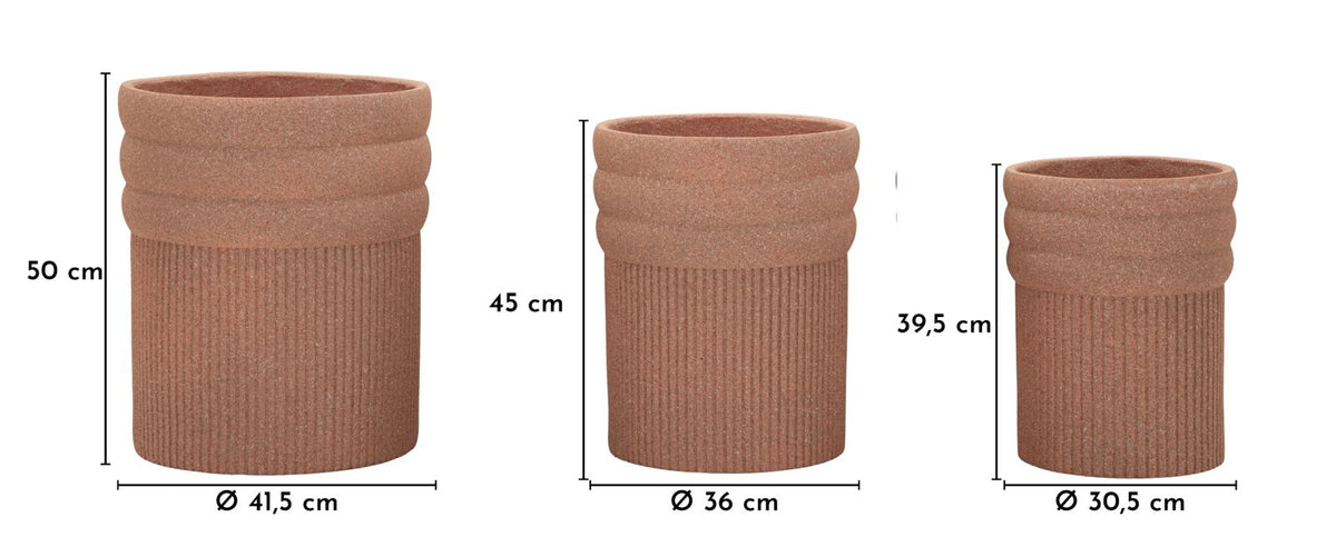 Blumenvase Colombia Rot 3er Set 50 cm