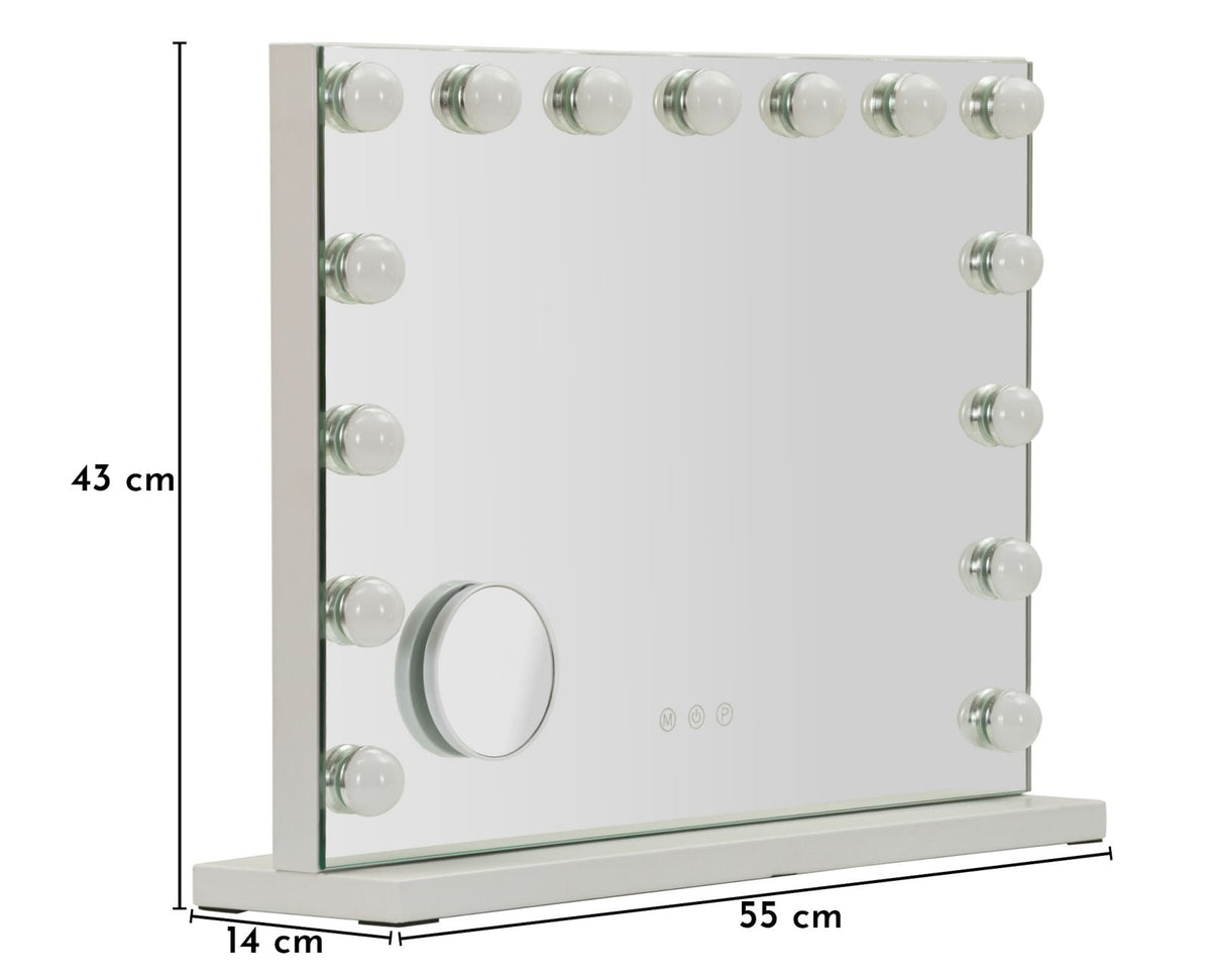 Schminkspiegel LED Stand Weiß 43 cm