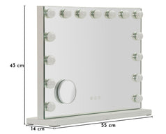 Schminkspiegel LED Stand Weiß 43 cm