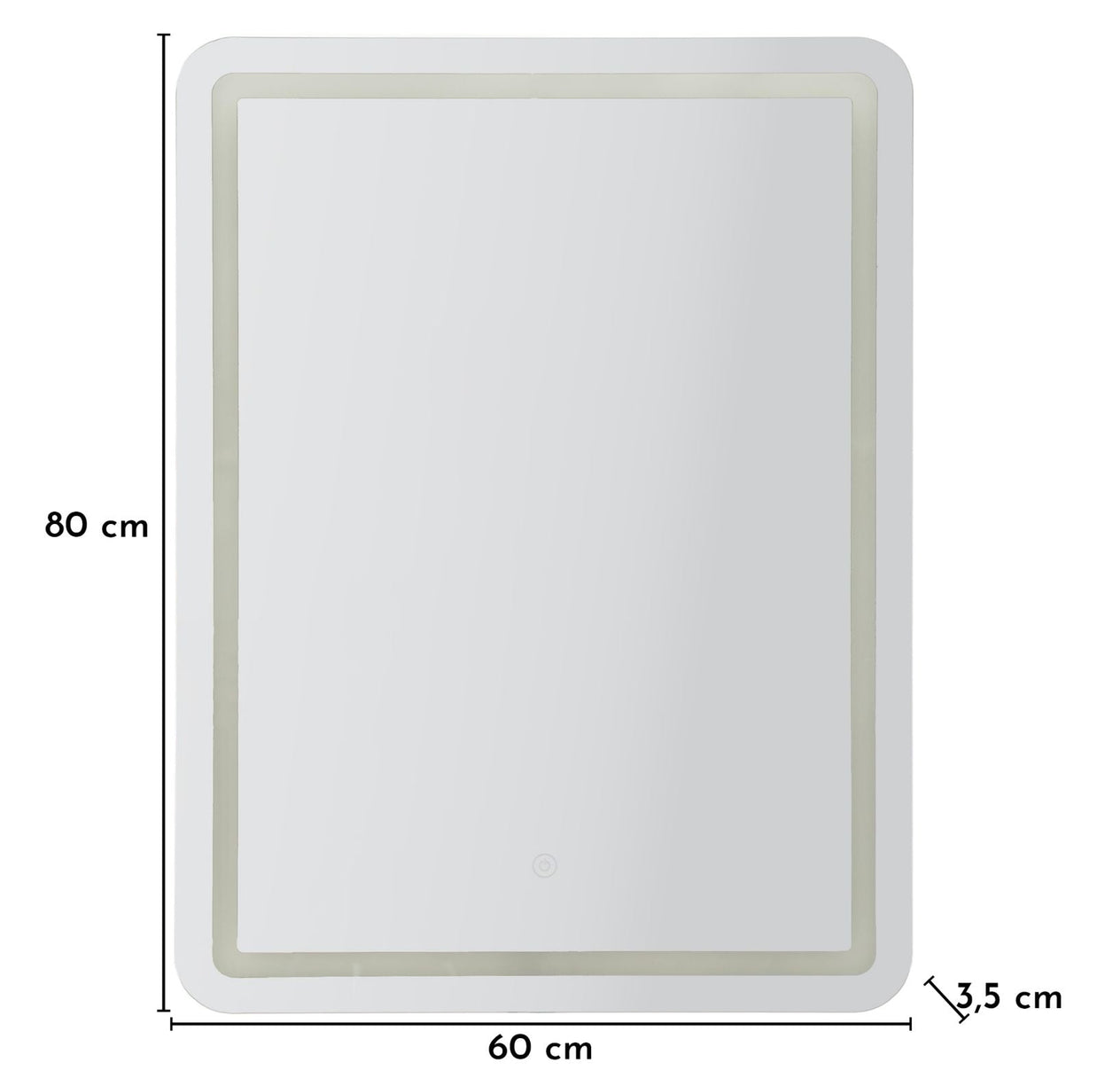 Wandspiegel LED Schlicht Silber 80 cm