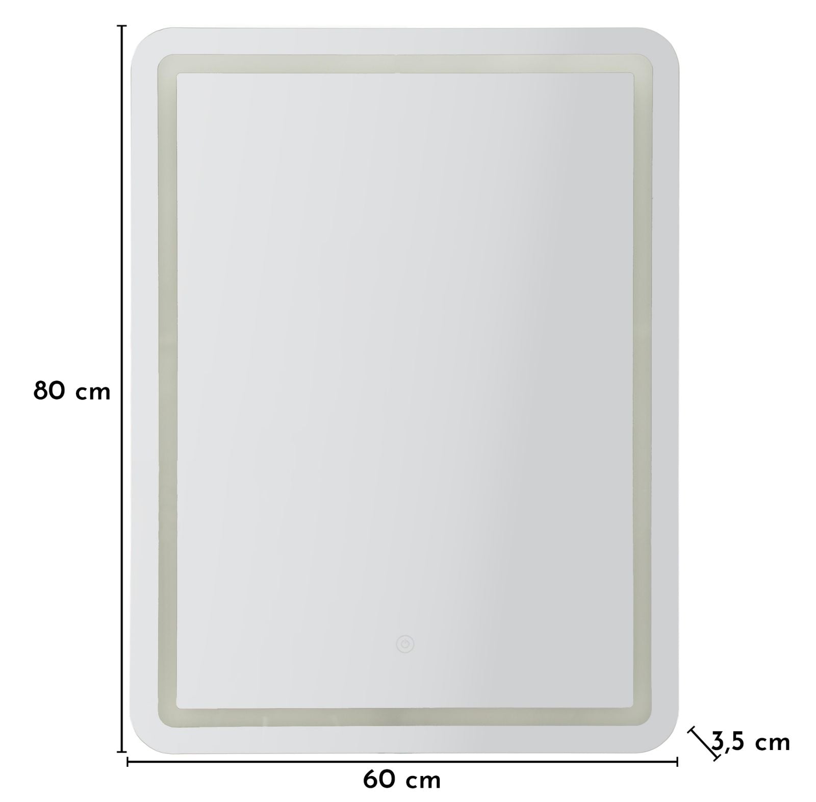 Wandspiegel LED Schlicht Silber 80 cm