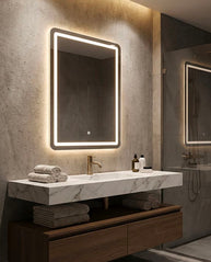 Wandspiegel LED Schlicht Silber 80 cm