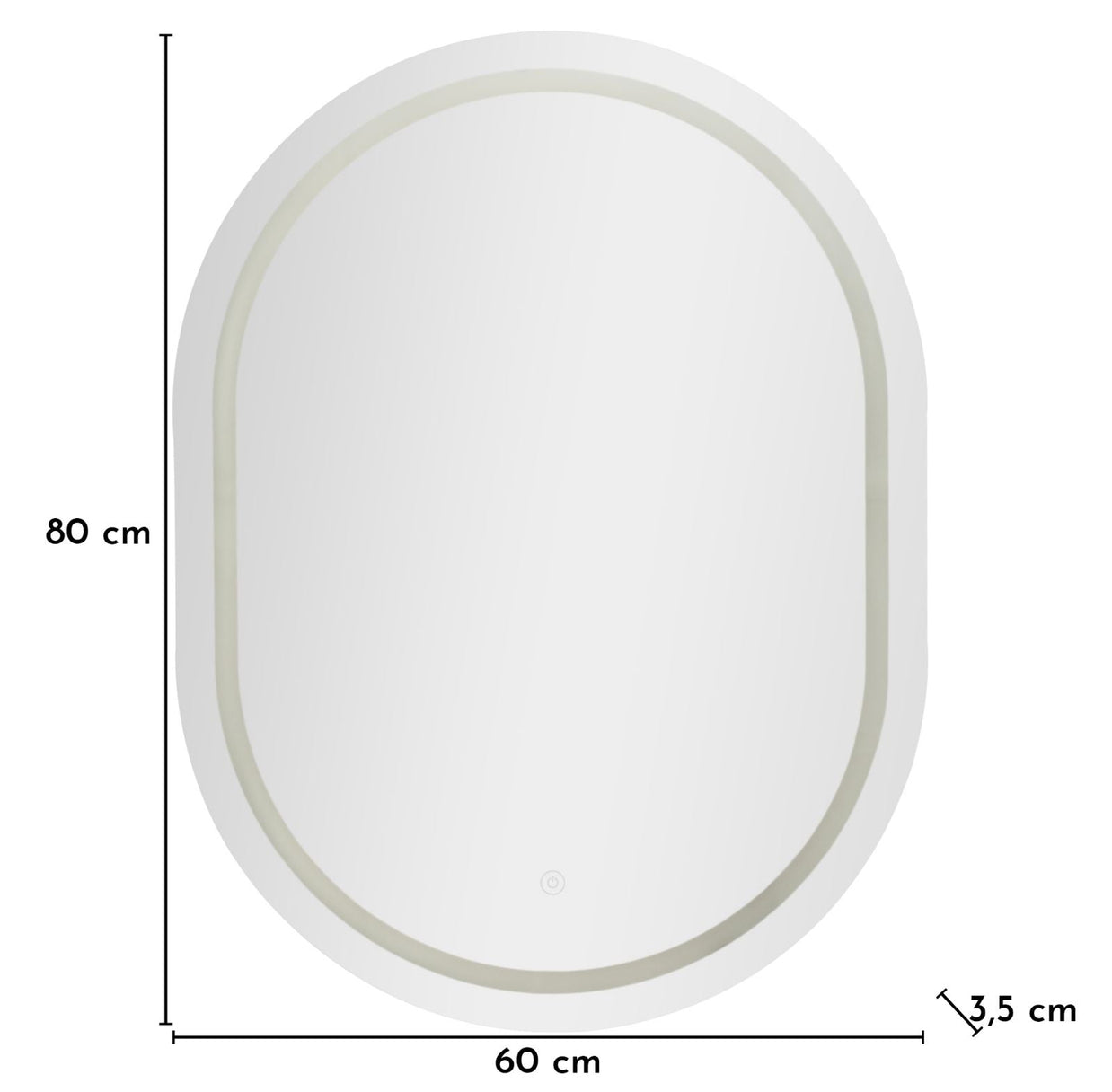 Wandspiegel LED Schlicht Silber A 80 cm