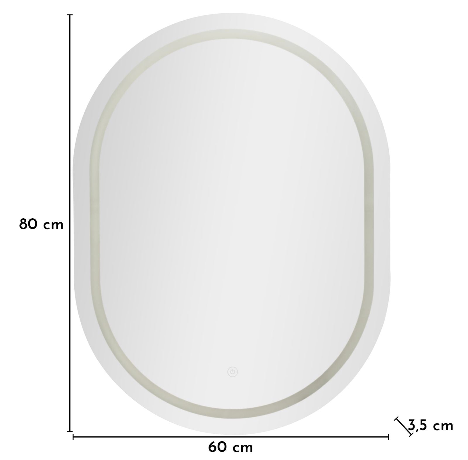 Wandspiegel LED Schlicht Silber A 80 cm