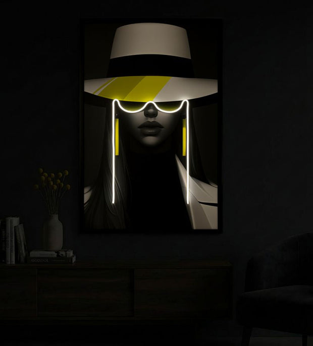 LED-Bild Frauenportrait Margot Bunt – Leinwandbild Deko
