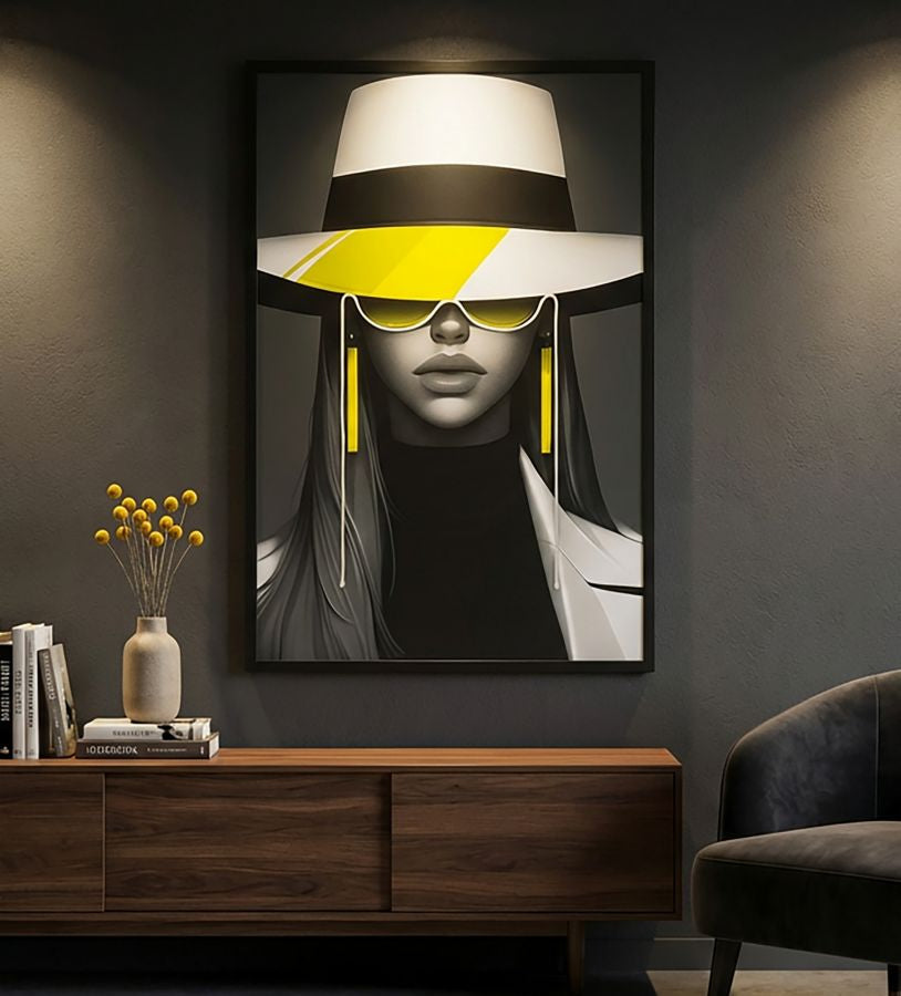 LED-Bild Frauenportrait Margot Bunt – Leinwandbild Deko