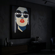 LED-Bild Frauenportrait Cecille Bunt – Leinwandbild Deko