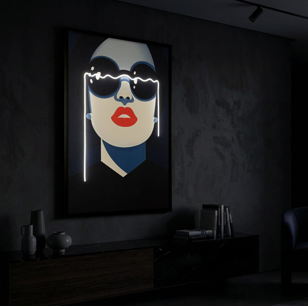 LED-Bild Frauenportrait Cecille Bunt – Leinwandbild Deko