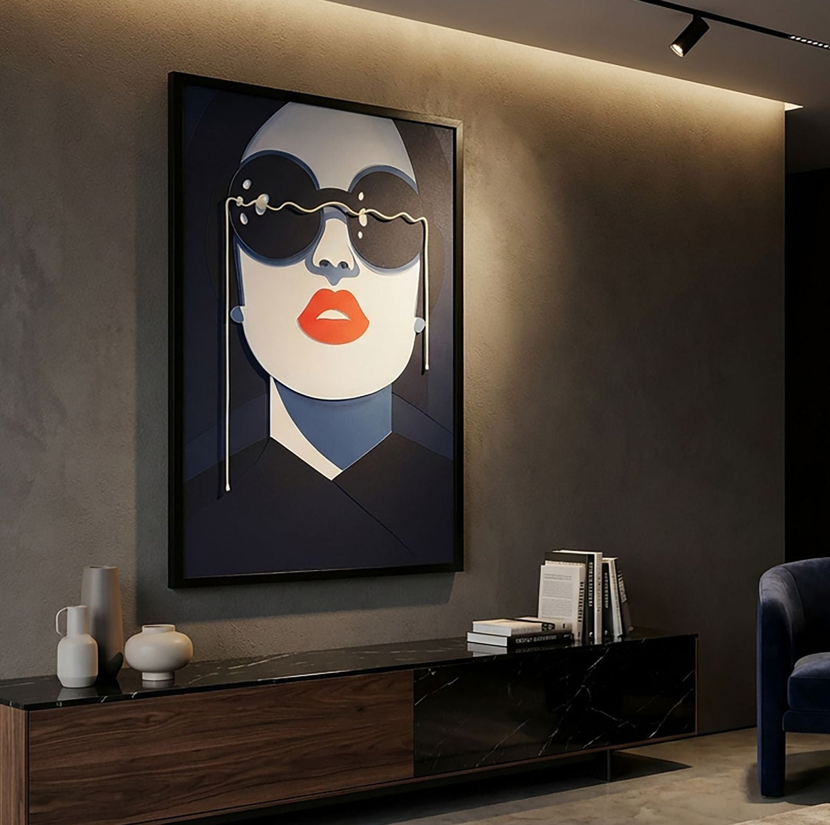 LED-Bild Frauenportrait Cecille Bunt – Leinwandbild Deko