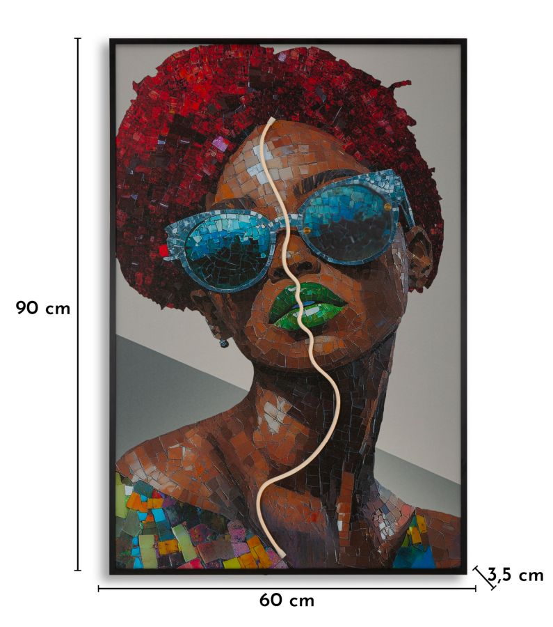 LED-Bild Afro Frau Bunt – Leinwandbild Deko