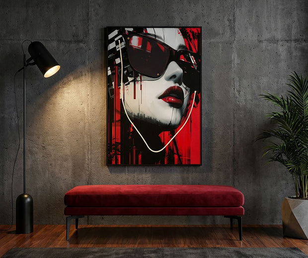 LED-Bild Frauenportrait Psyco Bunt A – Leinwandbild Deko