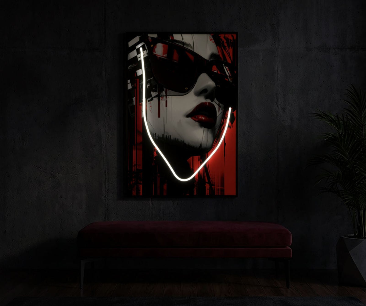 LED-Bild Frauenportrait Psyco Bunt A – Leinwandbild Deko