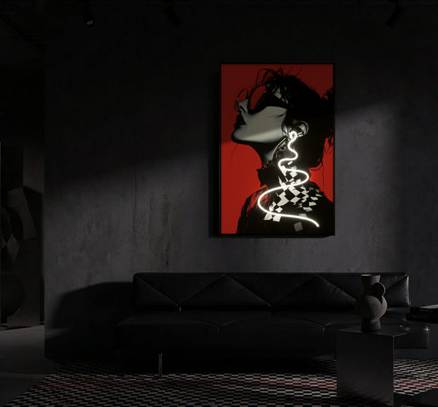 LED-Bild Frauenportrait Psyco Bunt B – Leinwandbild Deko