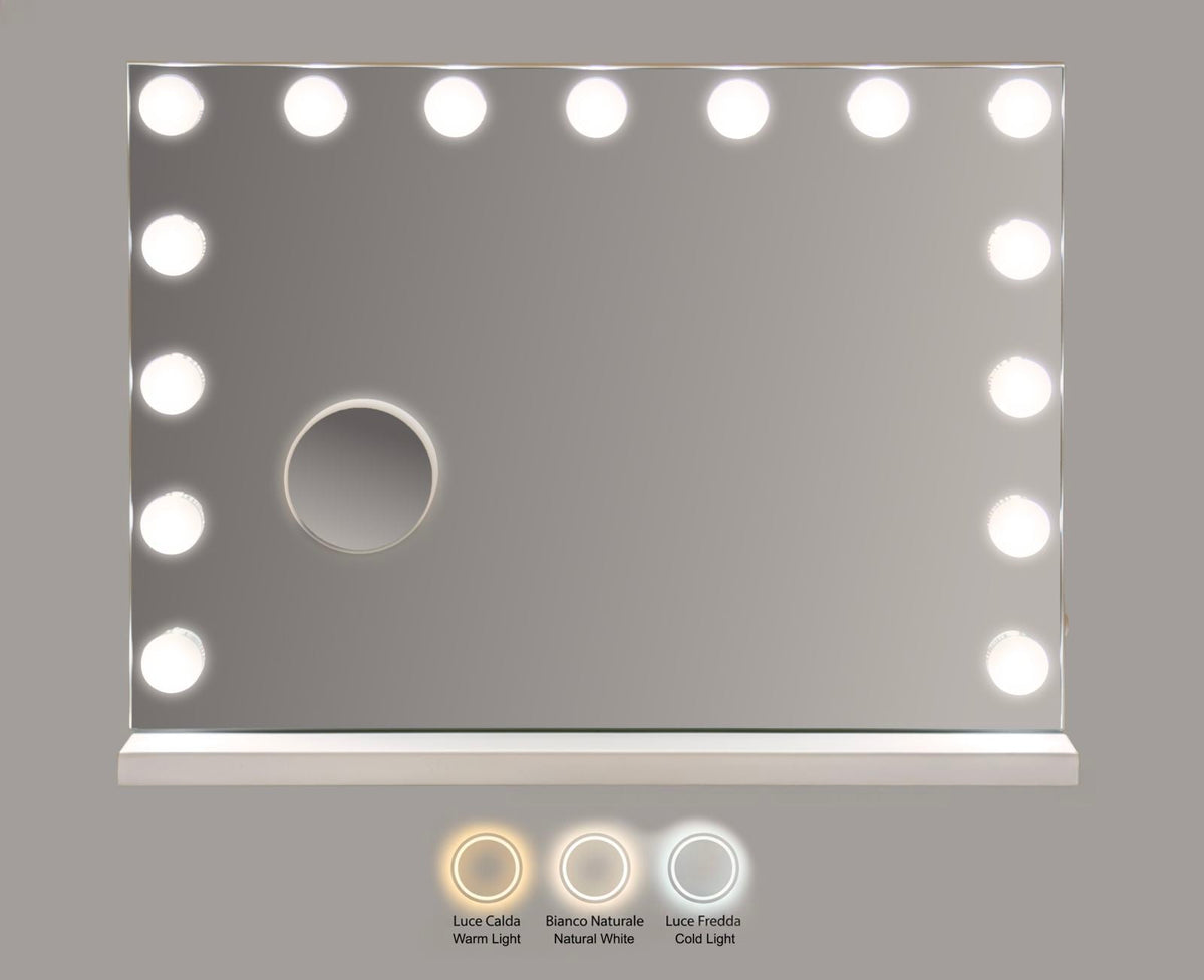Schminkspiegel LED Stand Weiß 43 cm