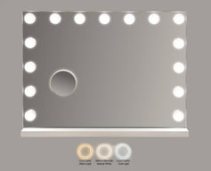 Schminkspiegel LED Stand Weiß 43 cm