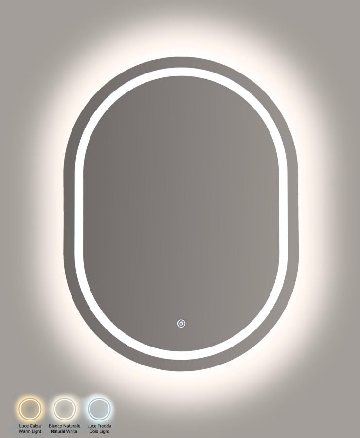 Wandspiegel LED Schlicht Silber A 80 cm