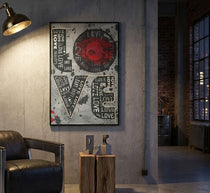 LED-Bild LOVE Schriftzug Bunt – Leinwandbild Deko