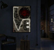 LED-Bild LOVE Schriftzug Bunt – Leinwandbild Deko