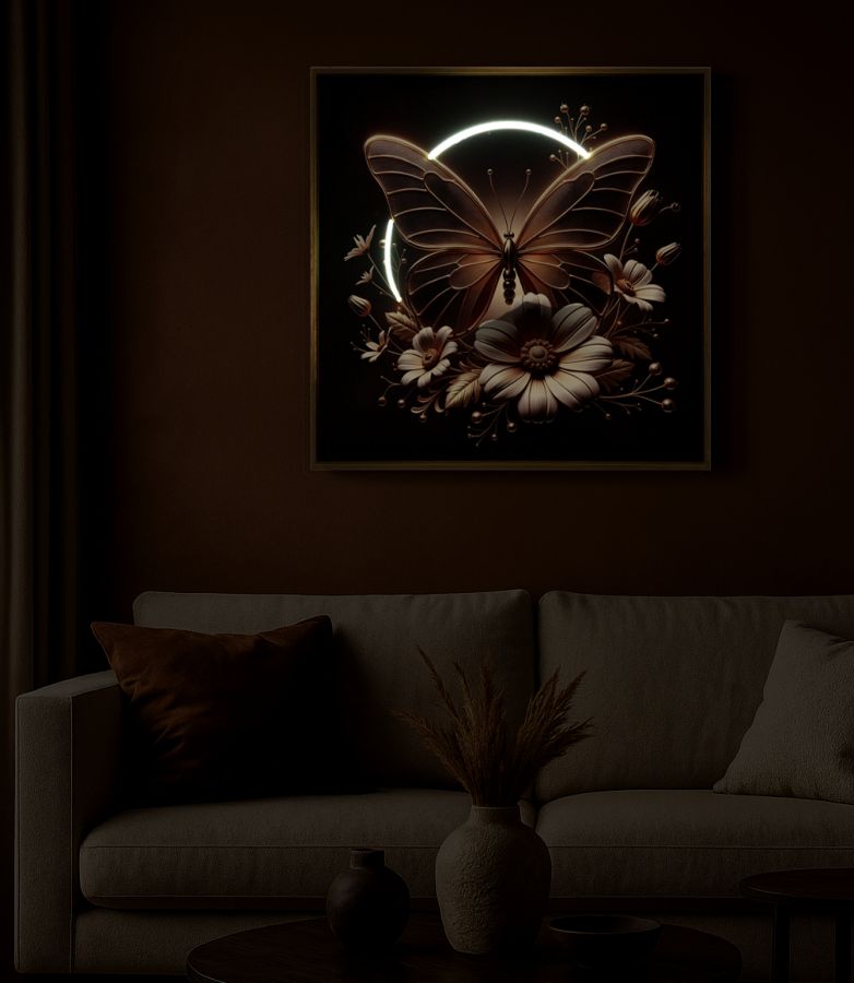 LED-Bild Schmetterling 50 cm – Leinwandbild Deko