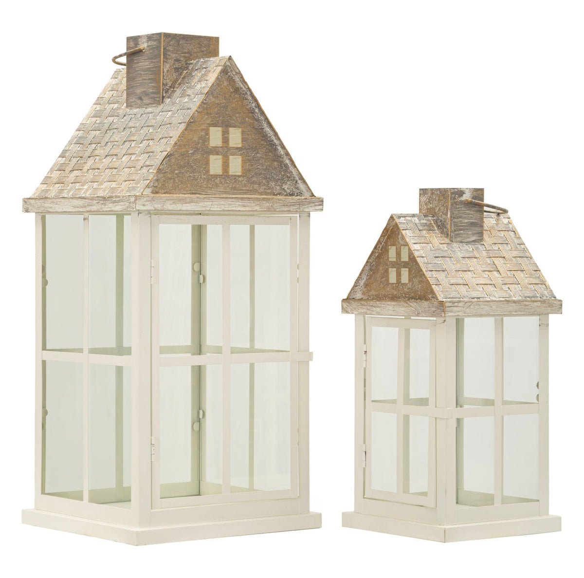 Laterne Home Weiß Grau 55 cm – Windlicht