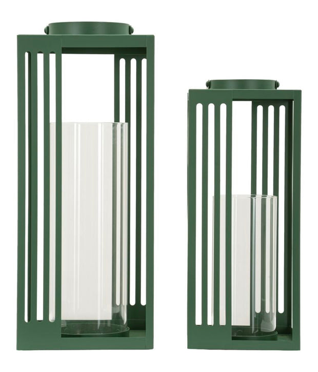 Laterne Linee Grün Metall 2er Set – Windlicht Deko