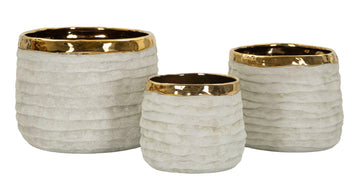 Übertopf Lima Grau Gold 3er Set 17,5 cm