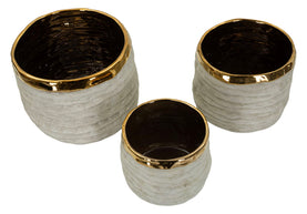 Übertopf Lima Grau Gold 3er Set 17,5 cm