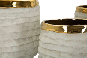 Übertopf Lima Grau Gold 3er Set 17,5 cm