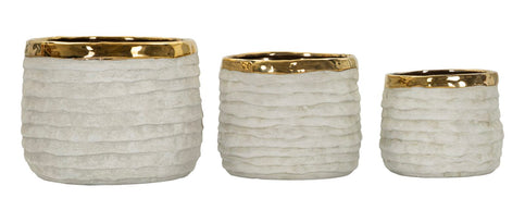 Übertopf Lima Grau Gold 3er Set 17,5 cm