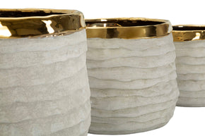 Übertopf Lima Grau Gold 3er Set 17,5 cm