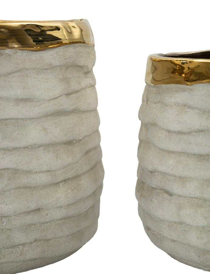 Übertopf Lima Grau Gold 3er Set 17,5 cm