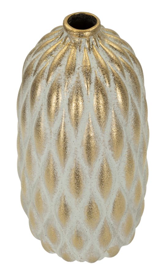 Vase Pepitas Grau Gold – Blumenvase Deko