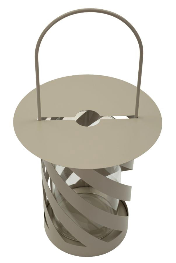 Laterne Saturno Twist Taupe Metall – Windlicht Deko