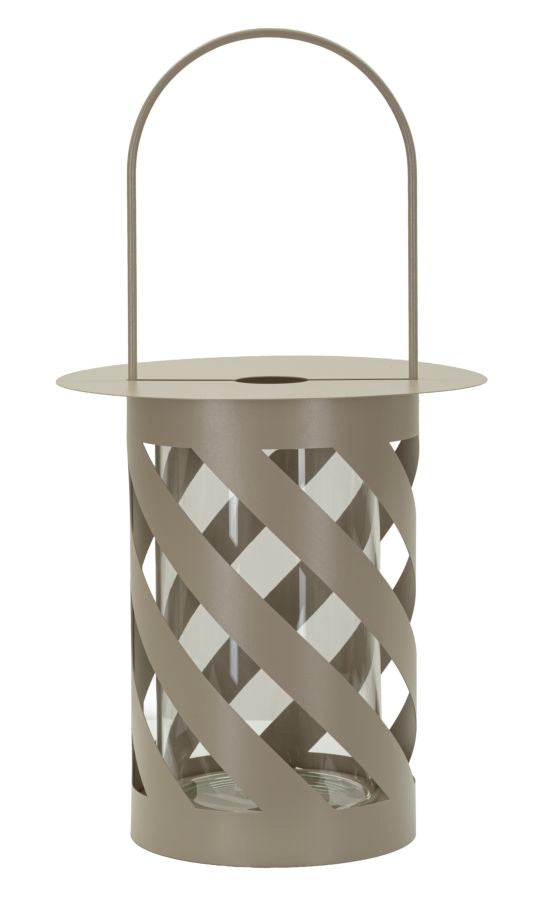 Laterne Saturno Twist Taupe Metall – Windlicht Deko