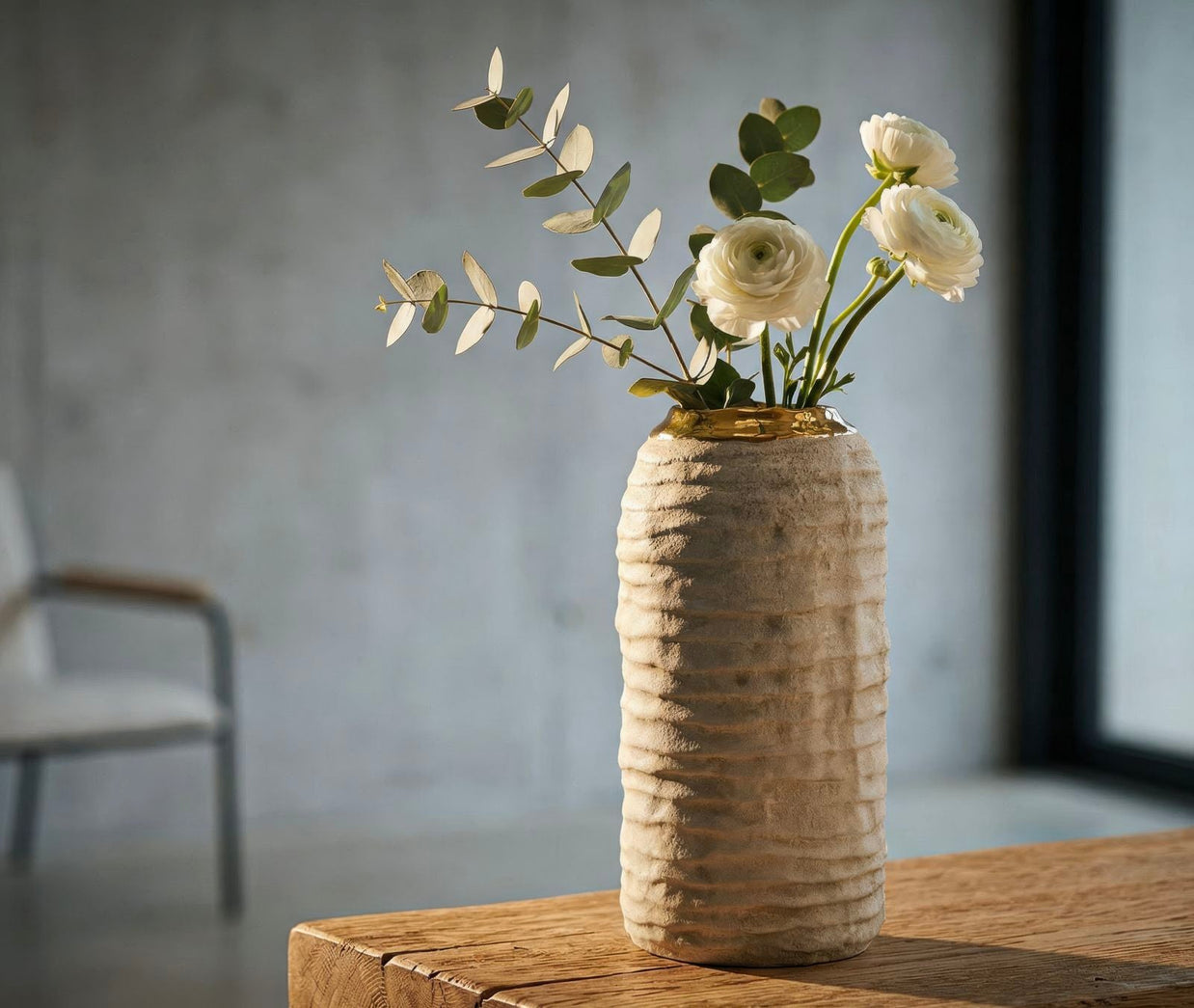 Vase Lima Grau Gold Klein – Blumenvase Deko