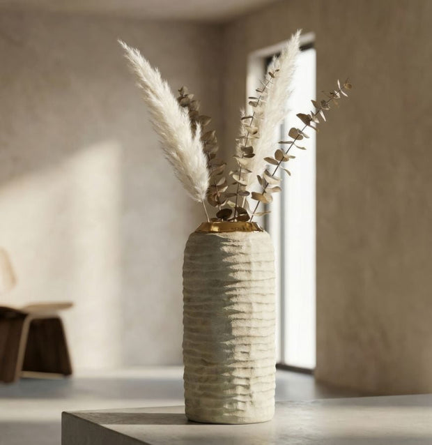 Vase Lima Grau Gold – Blumenvase Deko