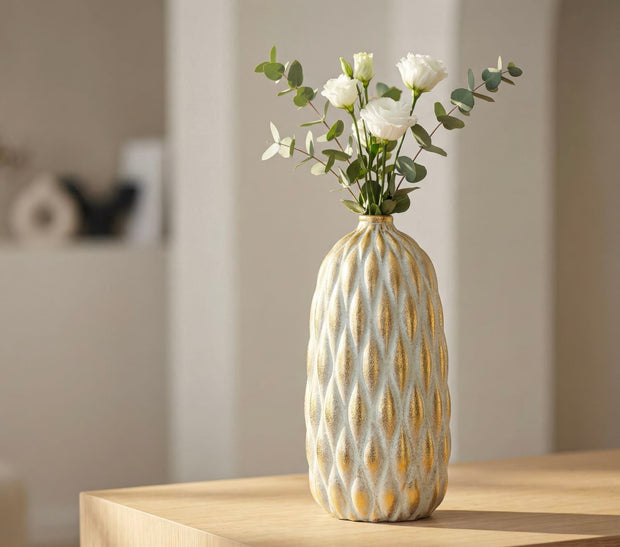 Vase Pepitas Grau Gold – Blumenvase Deko