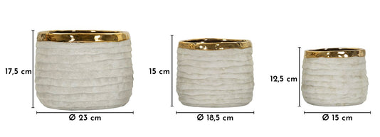 Übertopf Lima Grau Gold 3er Set 17,5 cm