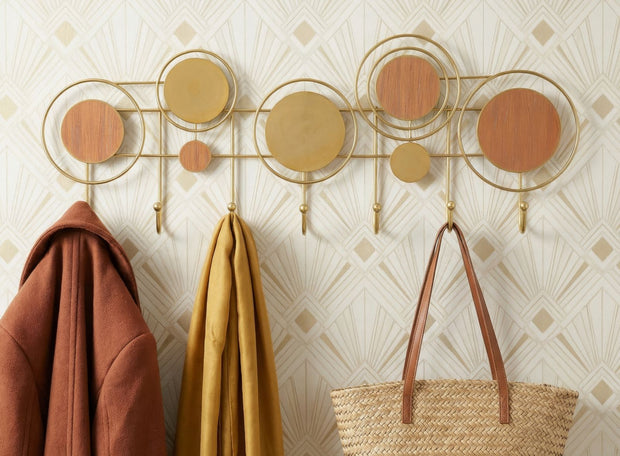 Garderobe Thursday Kreise Spiegel Gold – Hakenleiste Flur